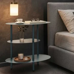 Table de chevet en métal Saturn 49.5 x 27.5 x 49.5 cm (Vert)
