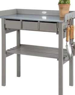 Table de jardinage en pin et zinc (Gris)