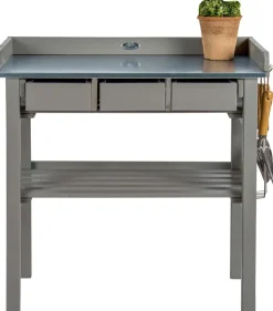 Table de jardinage en pin et zinc (Gris)