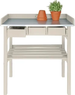 Table de jardinage en pin et zinc (Blanc)