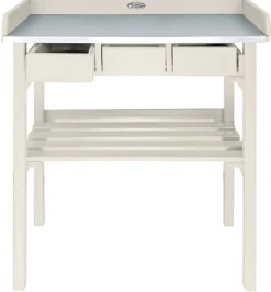 Table de jardinage en pin et zinc (Blanc)