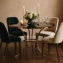 Table de repas en métal et verre Shanty 100 x 80 cm