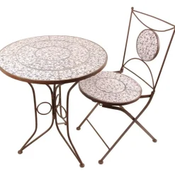 Table en céramique et fer forgé
