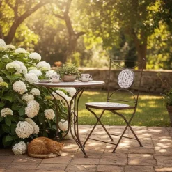 Table en céramique et fer forgé