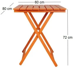 Table pliante 60 x 80 cm en bois (Orange)