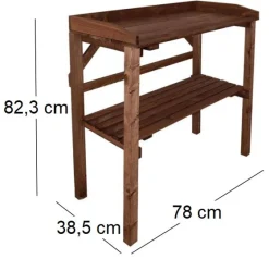 Table à rempoter en pin Nature (Teinté marron)