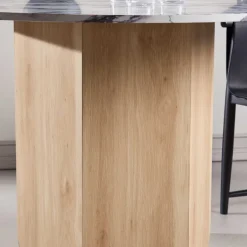 Table repas en MDF Tekla 120 x 75 cm (Naturel et plateau effet marbre)