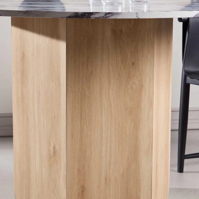 Table repas en MDF Tekla 120 x 75 cm (Naturel et plateau effet marbre)