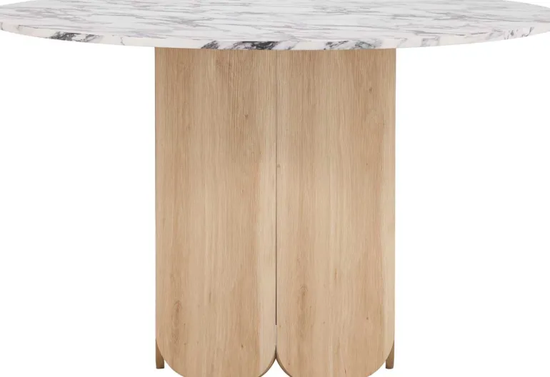 Table repas en MDF Tekla 120 x 75 cm (Naturel et plateau effet marbre)