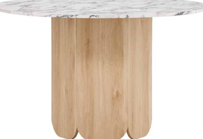 Table repas en MDF Tekla 120 x 75 cm (Naturel et plateau effet marbre)