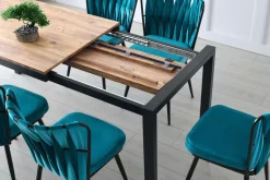 Table repas extensible en aggloméré et métal Silva