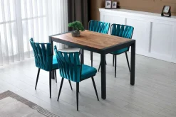 Table repas extensible en aggloméré et métal Silva