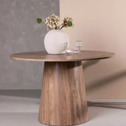 Table repas ronde 120 cm Lanzo (Marron)