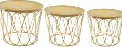Tables d'appoint en MDF et rotin (Lot de 3)