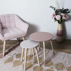 Tables gigognes bicolores Scandi (Lot de 2) (Rose)