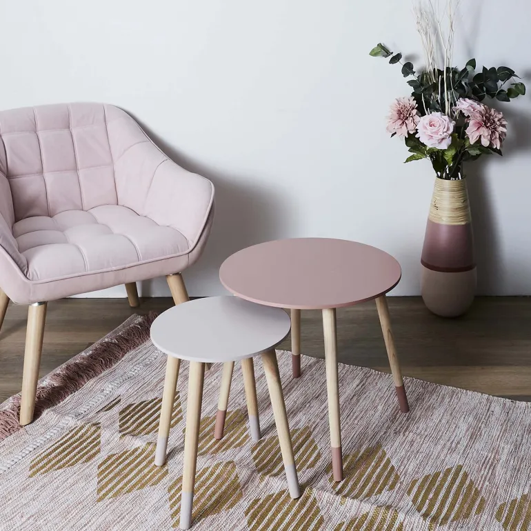 Tables gigognes bicolores Scandi (Lot de 2) (Rose)