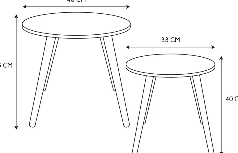Tables gigognes bicolores Scandi (Lot de 2) (Rose)