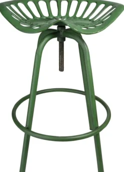 Tabouret avec assise de tracteur en métal (Vert)