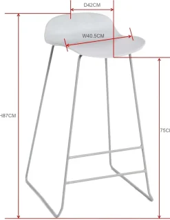 Tabouret de bar en acier et plastique Wave (Lot de 2) (Blanc)