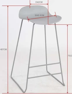 Tabouret de bar en acier et plastique Wave (Gris)