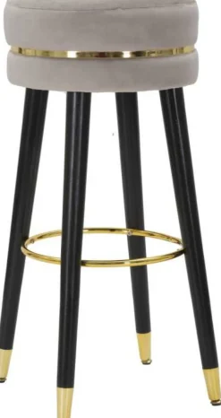 Tabouret de bar en tissu et métal Paris 35 x 74 cm (Argent - Noir et Doré)