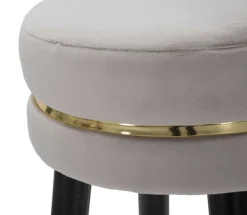 Tabouret de bar en tissu et métal Paris 35 x 74 cm (Argent - Noir et Doré)