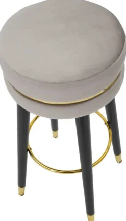 Tabouret de bar en tissu et métal Paris 35 x 74 cm (Argent - Noir et Doré)