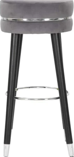 Tabouret de bar en tissu et métal Paris 35 x 74 cm (Gris - Noir et Argent)