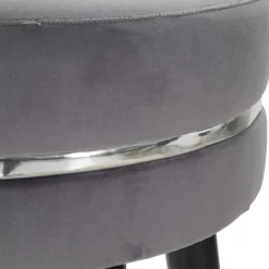 Tabouret de bar en tissu et métal Paris 35 x 74 cm (Gris - Noir et Argent)