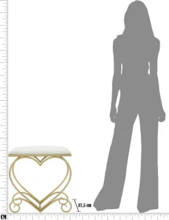 Tabouret en métal doré Heart 50 x 37.5 x 51.5 cm