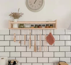 Étagère avec barre centrale en pin Kit Line (40 cm)