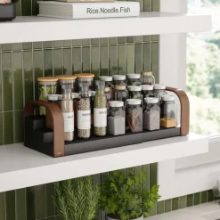 Étagère à épices extensible 3 niveaux Bellwood (Noir et noyer)