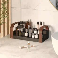 Étagère à épices extensible 3 niveaux Bellwood (Noir et noyer)