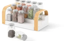Étagère à épices extensible 3 niveaux Bellwood (Blanc et naturel)