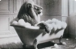 Tapis de bain en polyester Animal 45 x 75 cm (Lion)