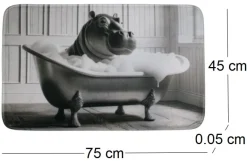 Tapis de bain en polyester Animal 45 x 75 cm (Hippo)