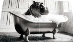 Tapis de bain en polyester Animal 45 x 75 cm (Hippo)