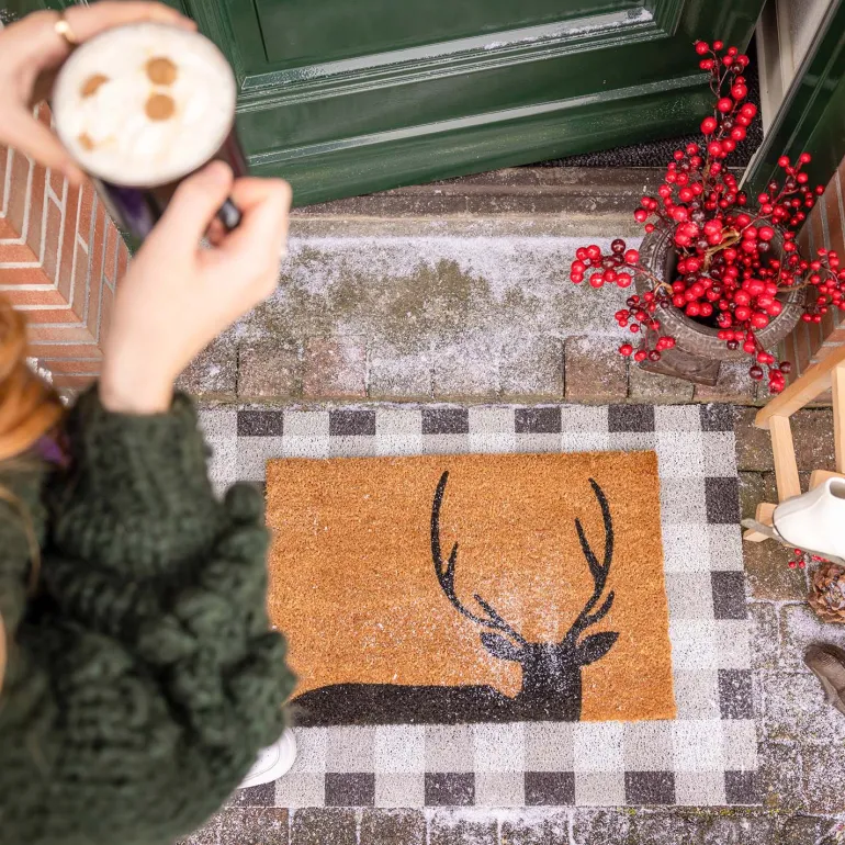 Tapis dessous de paillasson à motifs (Carreaux)