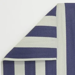 Tapis d'extérieur en polypropylène 120 x 180 cm (Rayures - Bleu)