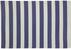 Tapis d'extérieur en polypropylène 120 x 180 cm (Rayures - Bleu)