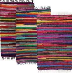 Tapis en coton et polyester rayures colorées 80 x 50 cm
