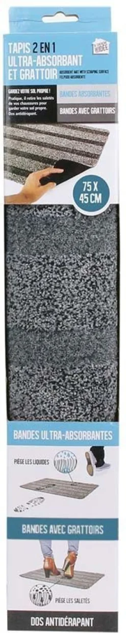 Tapis 2 en 1 ultra-absorbant et- grattoir 45x75 cm