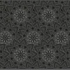 Tapis en vinyle fleurs mandala noir (90 x 60 cm)