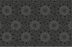 Tapis en vinyle fleurs mandala noir (90 x 60 cm)