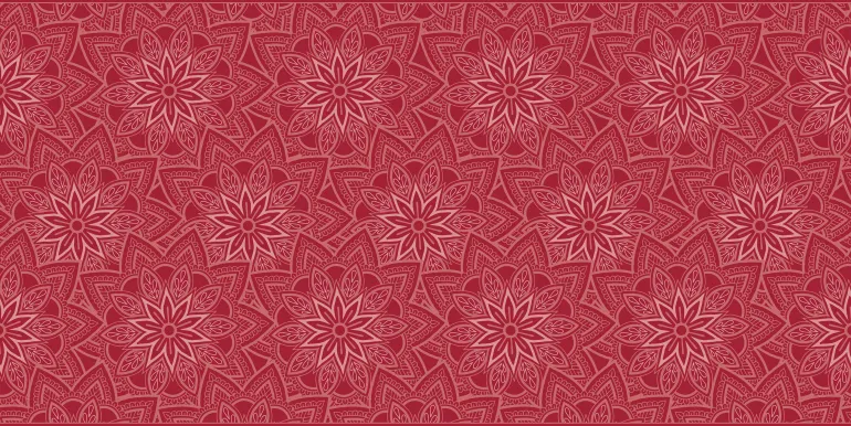 Tapis en vinyle fleurs mandala rouge (140 x 70 cm)