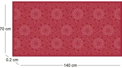 Tapis en vinyle fleurs mandala rouge (140 x 70 cm)