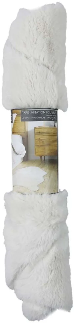 Tapis imitation fourrure poil fin 60x90 cm (Ivoire)