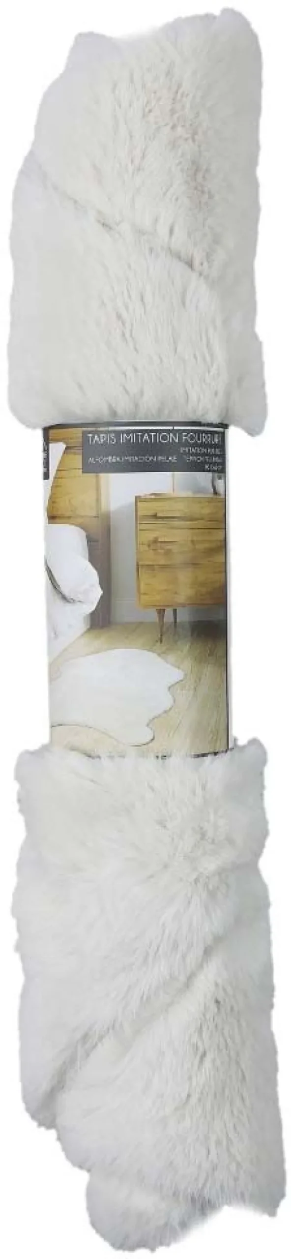 Tapis imitation fourrure poil fin 60x90 cm (Ivoire)
