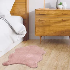 Tapis imitation fourrure poil fin 60x90 cm (Rose poudré)
