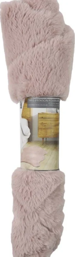 Tapis imitation fourrure poil fin 60x90 cm (Rose poudré)